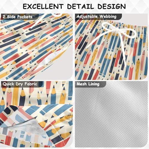 ALAZA Funny Pencil Boys Quick Dry Beach Board Shorts Kids Swim Trunks Bathing Suit Swimsuit XL Multicolor3