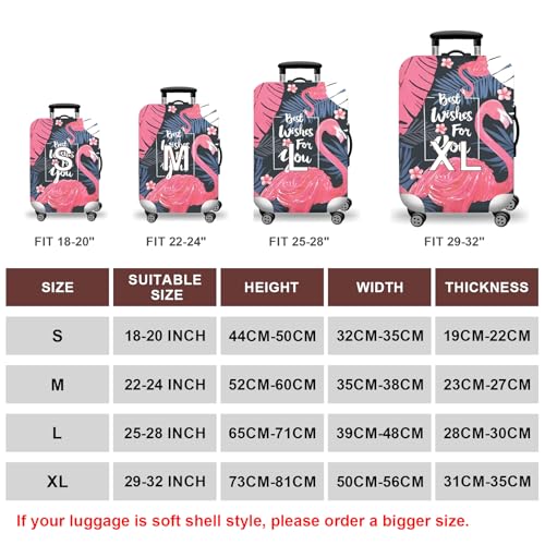 Image of WUJIAONIAO Travel Luggage Cover Baggage Suitcase Cover Protector Skins 18-32 Inch, Vintage Flamingo, S (for 18--20 inch luggage)