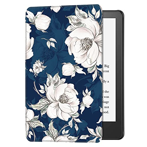 Bozhuorui Slim Case For Kindle Paperwhite 11Th Generation And Kindle Paperwhite Signature Edition Ereader (6.8 Inch, 2021 Release) - Pu Leather Lightweight Cover With Auto Wake/Sleep (Blue Peony) #TOP7