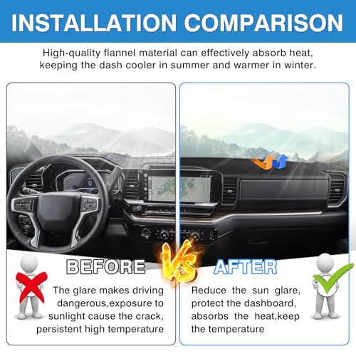 Autorder Dashboard Cover Mat for Chevy Chevrolet Silverado/GMC Sierra 1500 2500HD 3500HD 2022-2025 2026 Accessories Dash Cover Upgrade Flannel Dash Mat Sunshade Glare UV Rays Protector (with HUD) by Autorder - Used condition - Image 3