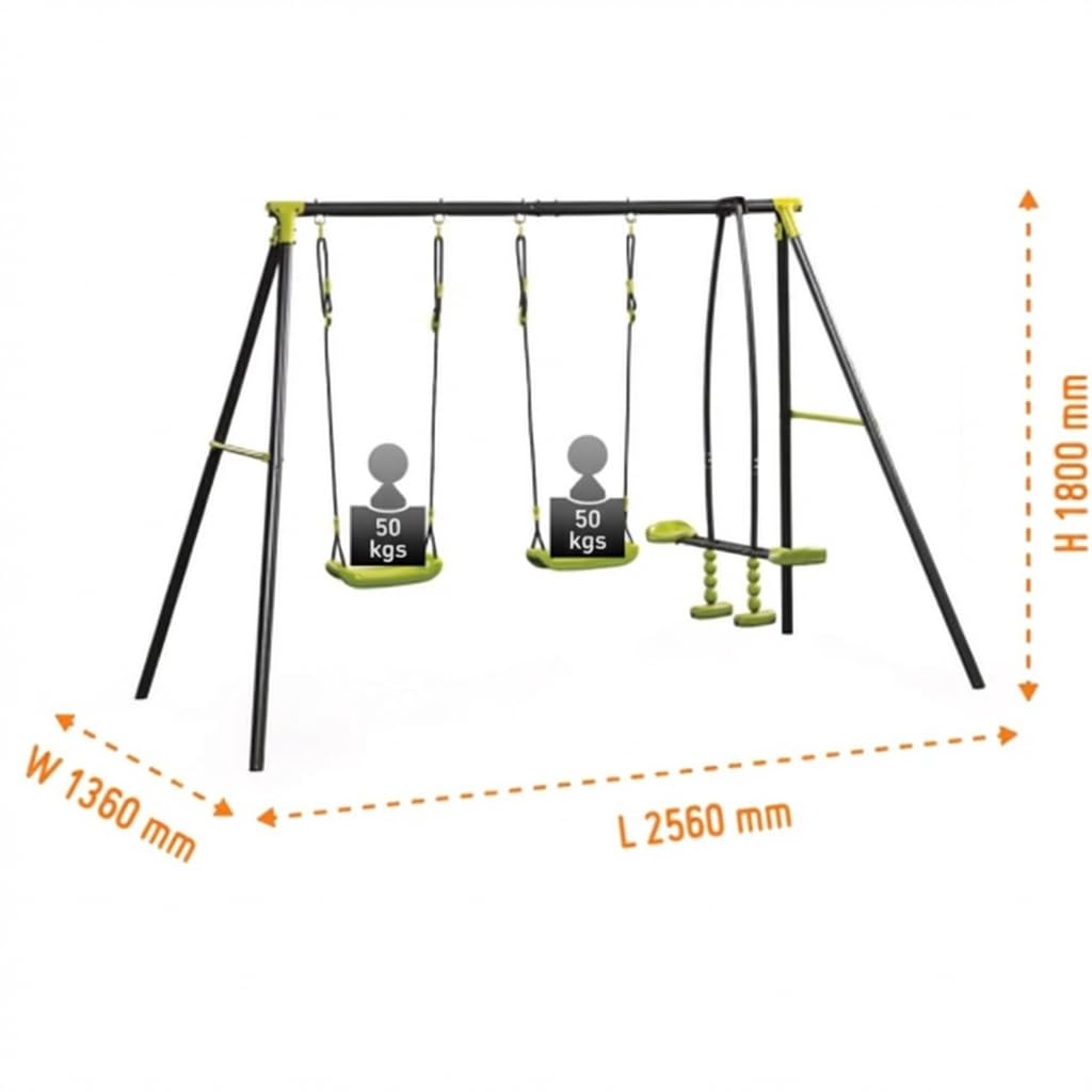 Portique Balançoire 3 Places Face-à-face – 200 Kg, Structure Métal Anti-rouille, Jeu De Jardin Enfant Adulte, Dès 3 Ans