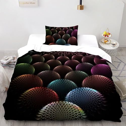 Housse de couette single 135x200cm microfibre boules colorées