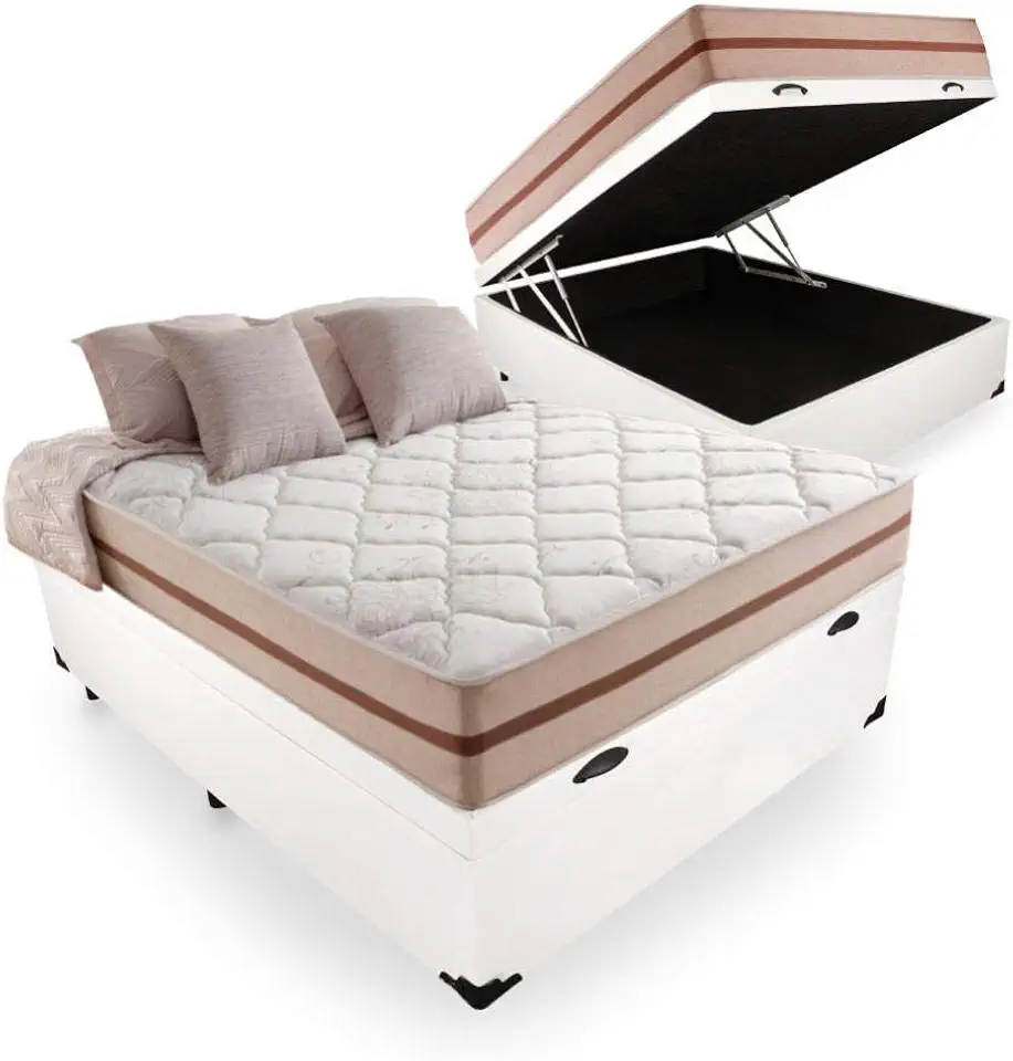 Cama Box Com Baú Viúva + Colchão De Molas Ensacadas - Anjos - Classic 22x188x128cm