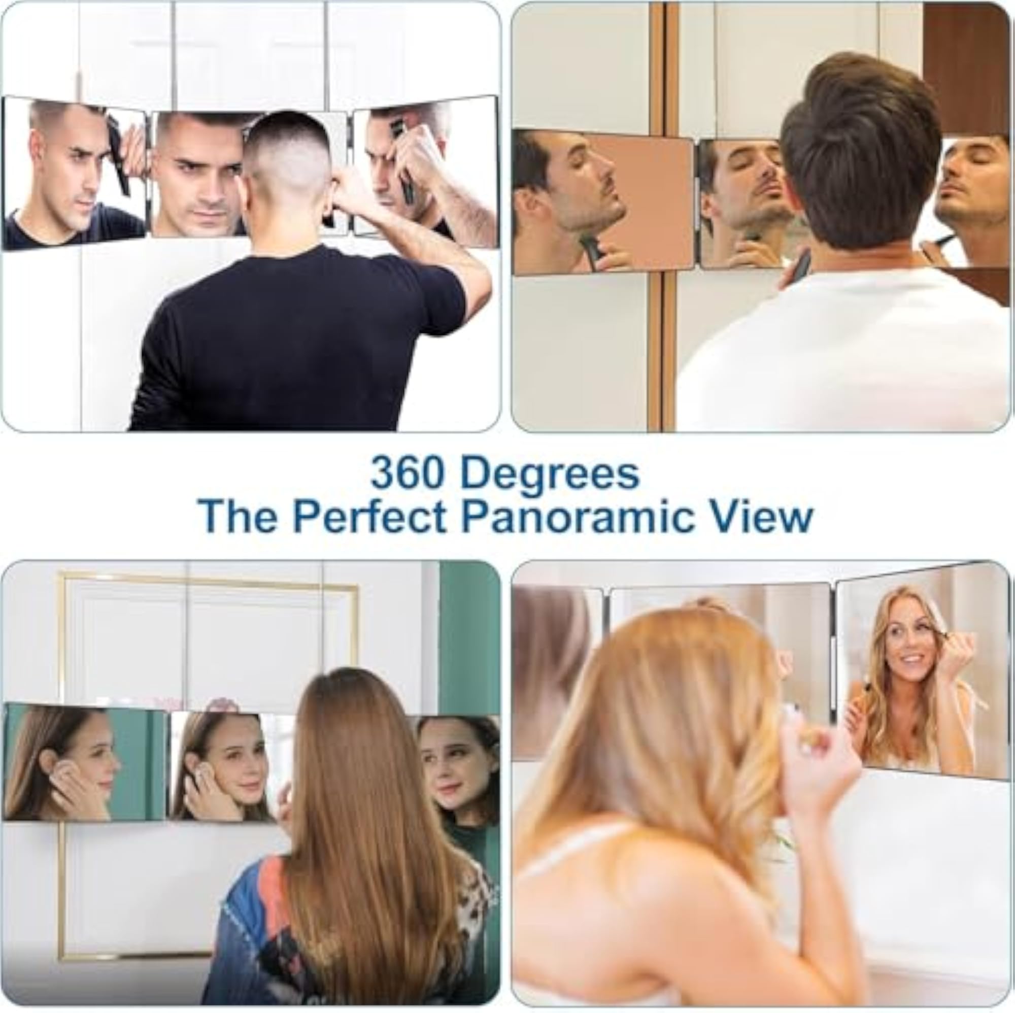 Tri-fold Mirror for Shaving and Makeup