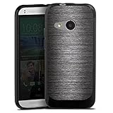 DeinDesign Coque en Silicone Compatible avec HTC One Mini 2 Étui Silicone Coque Souple Look métallique Metal Anthracite