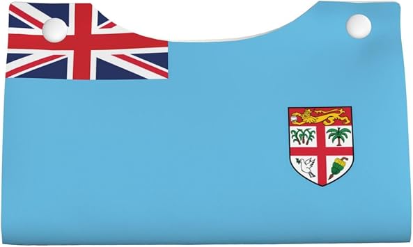 Long Leather Tissue Box, Decorative Tissue Holder for Bedside Tables, Fiji Flag workbenches and Home tabletops