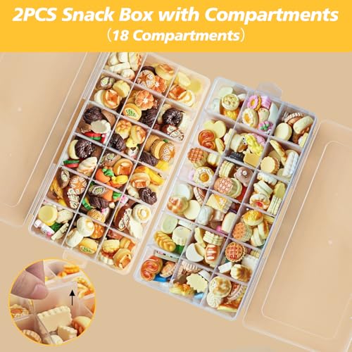 TAIXING 2 Stück Snackbox mit Fächern, Snackbox Kinder mit 18 herausnehmbaren Fächern, Transparente Snackteller mit Deckel Snackschale für Schokolade, Chips, Nüsse, Kekse, Bonbons, Kleinigkeiten