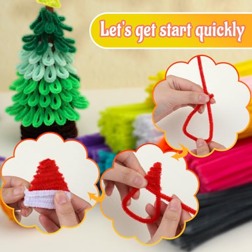 Image of Mnuizu 200Pcs Pipe Cleaners, Chenille Stems Pipe Cleaner Craft Supplies | Pipe Cleaners Craft, Fuzzy Sticks Christmas Craft Supplies for DIY Art & Creative Crafts Decorations, Golden