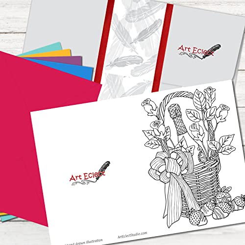 Art Eclect Adult Coloring Greeting Cards For Birthday, Anniversary And Every Occasion (20 Cards With 20 Different Unique Designs And 20 Colored Envelopes Included, Set Ac/Rainbow) #TOP3