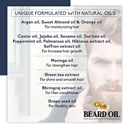 Cutto -The Beauty Of Nature Beard Oil – 2.03 Fl.oz/60 Ml I Unique For Gentleman I Best For Styling Shaping & Growth Mustache I Nourish, Moisture & Condition Beard #TOP4