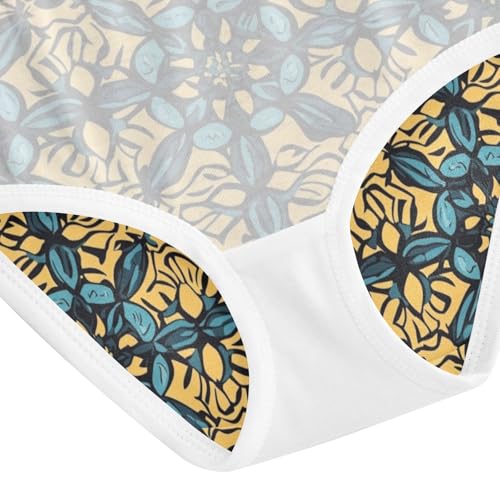 ZZKKO Vintage Yellow Blue Floral Pattern Girls Underwear Toddler Panties for Girls Comfort Brief Size 2-8T4