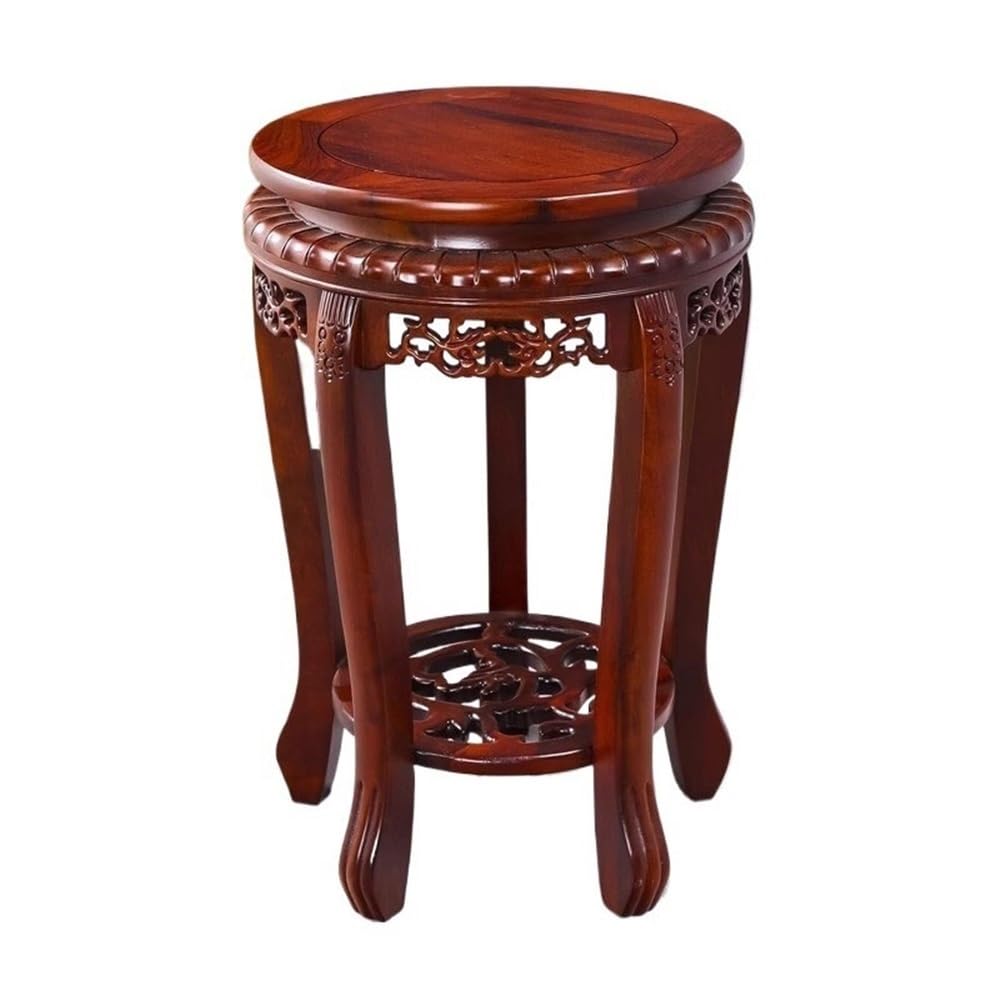 ZENY896V Home Sculpture Display Stool Stand, Base for Bonsai and Flower Pots Round Rosewood Pedestal Decor