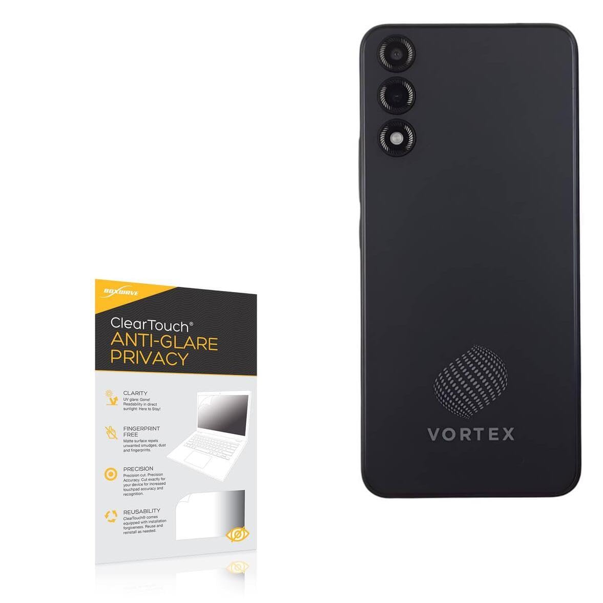 BoxWave Screen Protector Compatible with Vortex HD65 Select - ClearTouch Anti-Glare Privacy (2-Pack), Privacy Screen Protector Flexible Film Anti-Glare