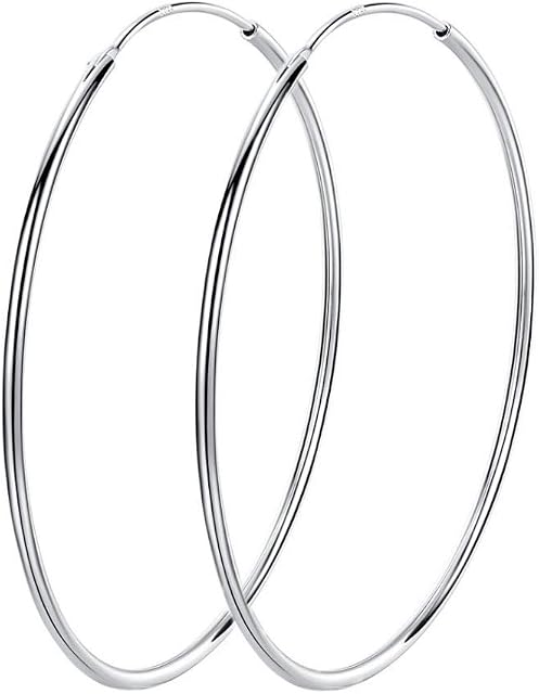 90mm Large Hoop Earrings S925 Sterling Silver Circle Endless Huggie Big Hoops Earring for Women Girls