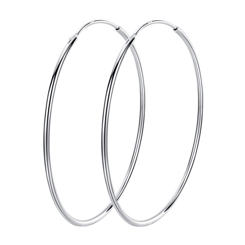 Orecchini A Cerchio Grandi In Argento Sterling 925 – Diametro 80 Mm, Ipoallergenici, Minimal, Regalo