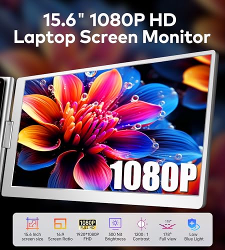 Quad Monitor, Just 1 Cable for 3 Screens, FHD 1080P IPS Laptop Extender