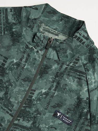 Image of TECHNOSPORT Men's Slim Fit All Over Print High Neck Jacket With TS-Flexi for Gym, Training, Winterwear