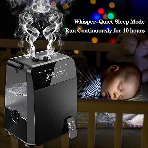 6L Warm and Cool Mist Humidifiers Large Room Baby Bedroom, Customized Humidity Vaporizer Quiet Air Humidifier with LED Touch Display and Remote, Essential Oil for Wholehouse - Thumbnail 7