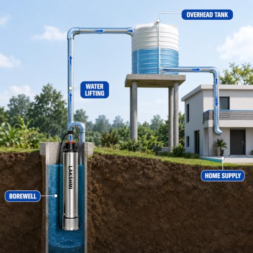 Image of Lakshmi 1hp Water Pump I Submersible Pump I100 feet I4 inch pumpI Oil Filled