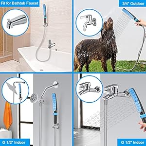   Pet-Shower-Attachment-for-Tub-Spout-Bathtub-SprayerPet-Bath-Brush-and-Scrubber-Adjustable-Water-Flow-Dog-Washing-Shower-Attachment