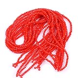 GLAMEFOUR 1250 Pcs Wholesale Porcelain Crystal Glass Beads Strand Spacer Beads Briolette Round Rondelle Shape Assorted Color with Elastic String for Jewelry Making (Light Siam+Orange Coral, 4mm)