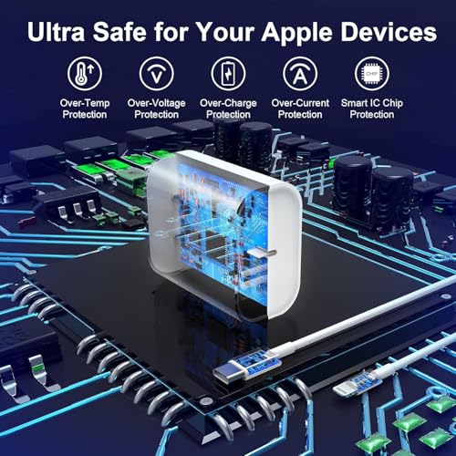 Image of iPhone Fast Charger,Extra Long iPhone Charger Fast Charging 6Foot 3Pack i Phone Chargers 6ft USB C to Lightning Cable Cord Adapter for iPhone 14 Pro Max /14 Plus /13 Mini /13 /12 /11 /X /XR /SE /iPad /AirPods