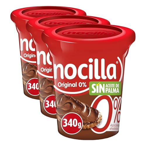Nocilla, Original, 0% Azúcares Añadidos, Sin aceite de palma - Tarrina 340g (Paquete de 3)