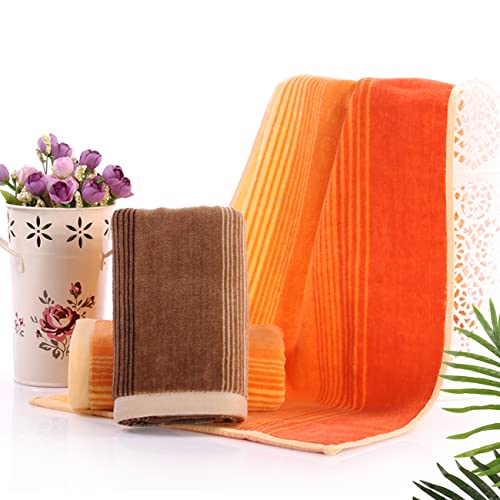 Pidada Hand Towels Set Of 2 Striped Pattern 100% Cotton Soft Decorative Towel For Bathroom 13.8 X 29.5 Inch (Brown) #TOP3