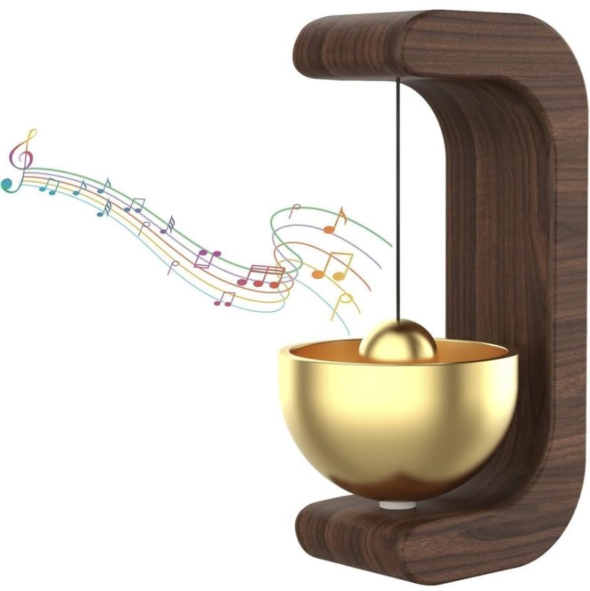 Premium Wooden Brass Bell Chime, Decorative Door Bell with Stand, Handmade Musical Centrepiece-image-43