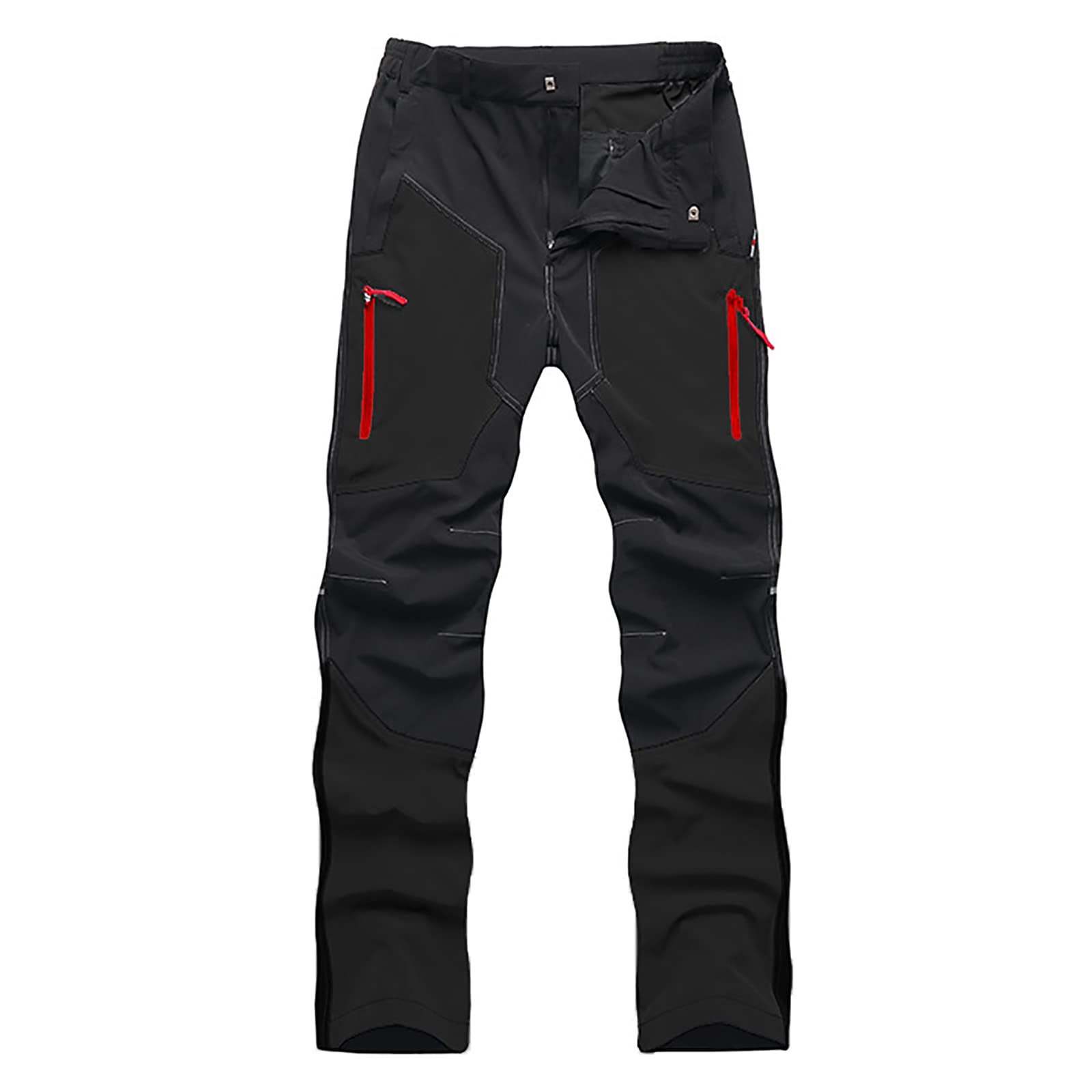 Pantaloni da Trekking Uomo Softshell Pantaloni da Trekking con Tasche con Zip Primavera Estate(Size:M,Color:Nero)