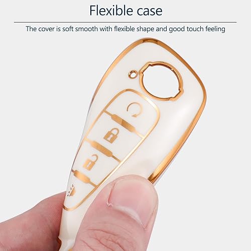 Miniatura 5 de Lcyam Bling Llavero con control remoto para llavero compatible con accesorios inteligentes Ariya Smart Car 2023 2024 Kicks de 4 botones, color azul