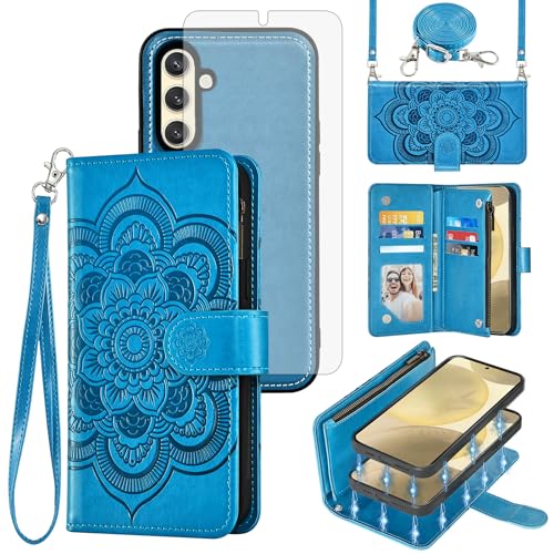 Housse Samsung Galaxy S24 Asuwish en cuir amovible au motif raffiné