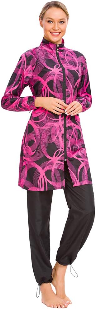 CaptainSwim Women Modest Muslim Swimsuit Full Coverage Swimwear Islamic Hijab Ladies Beachwear Swimming Burkini Swim Suit