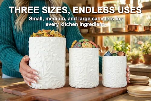 25DOL Engraved Ceramic Kitchen Canisters Set of 3