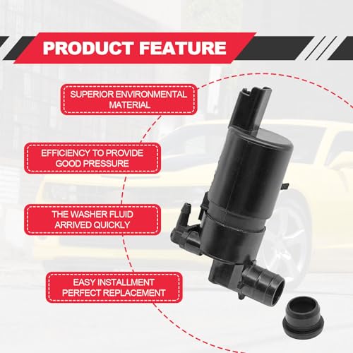 Windshield Washer Pump, Compatible with 2004-2015 Nissan Titan, 2009-2015 Nissan Frontier, Replaces OEM: 28920-7S200, 377150, Washer Fluid Pump with Grommet