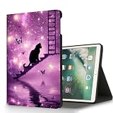 RUUHLJLET for Microsoft Surface Go 4/3/2/1-10.5" 2021 Tablet Case,Auto Wake/Sleep,Adjustable Stand Protective Cover - Purple Galaxy Cat