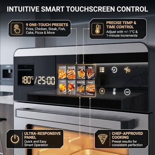 Image of Toree Digital Air fryer oven with Glass window, Rapid Air Circulation Technology, Large Capacity of 18+ Liters, accessory set with silicone picker /tong /skewer set /glove |1 Year Warranty-8130656959