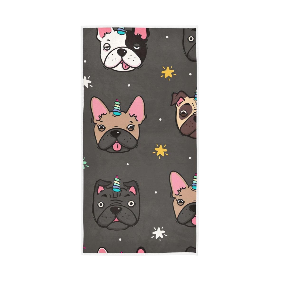 LSRCPD Cute Pugs Unicorn Hand Towel, Spa Towels for Bathroom, Gym, Hotel, Spa 15 x 30 Inches