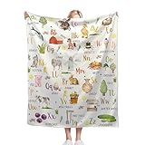 Farm Animals Blanket Cute Alphabet Blanket Alphabet Learning Gift for Kids Girls Boys Super Soft Flannel Throw Blanket for Sofa Couch Camping Travel Warm Cozy Bed Home Decor,40'x50'for Kids/Baby