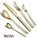 HOMQUEN 30 Stück Gold Besteck Set, Gold Besteckset aus Edelstahl, Gold Titanbeschichtung, Utensiliensets Service-Set für 6(Gold Glänzend)