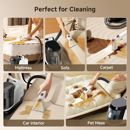 uwant Portable Carpet and Upholstery for Deep Cleaner, 18Kpa Carpet Cleaner Machine for Cars, Pets with Pet Pro Solution and Self Cleaning Set of 1 for Spot, Rug, Couch - Thumbnail 5