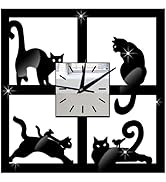 時計 壁掛け 掛け時計 黒猫 高級 ネコデザイン 猫 おしゃれ インテリア アンティーク かけ時計 連続秒針 スイープ式 レトロ 北欧 ブラック ホワイト 見やすい リビング かっこいい 正方形...