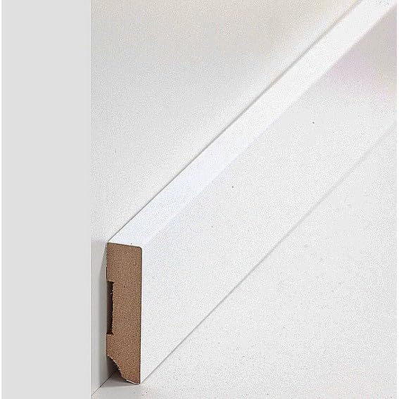 PROVISTON - Battiscopa in MDF, 13 x 40 x 2500 mm, nucleo in MDF laminato, bianco, per incollare, viti e chiodi, 25 m, 10 pezzi