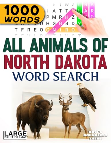 All Animals of North Dakota — Word Search: Large Print