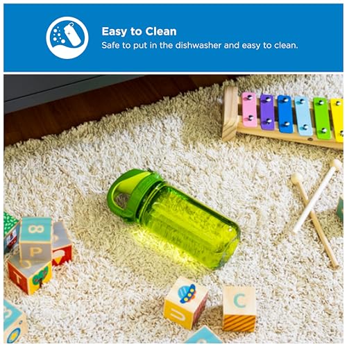 Image of Nalgene Kids' 12 oz On The Fly Lock-Top Water Bottle, Green Epic