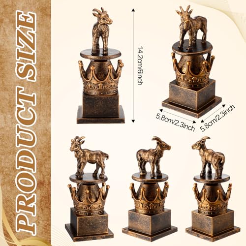 WinnerWhy Goat Trophy Greatest of All Time Sculpture Funny Goat Office Awards for Adults, Funny Recognition Trophy Appreciation Gift for Champion Award Winner Friend(Bronze Gold) - Thumbnail 3