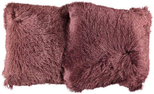 DH Home Decor Celebrity Home Decorative Two Super Soft Luxury Shimmery Metallic Throw Pillow Covers Perfect for Couch or Bed 19 inchx19 inch (Rose RED)