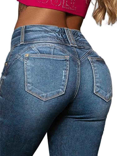 Flamingals Capri Jeans for Women Butt Lifting Stretch Mid Rise Skinny Capris Denim Jeans4