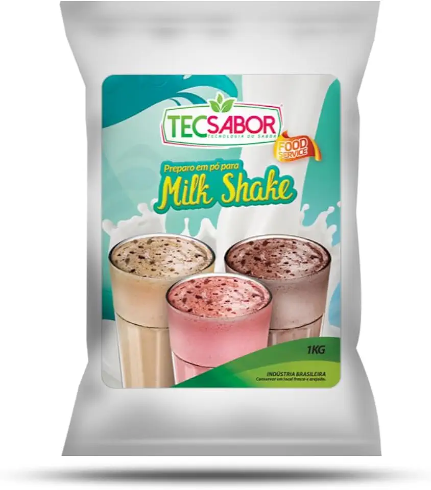 Base em Pó Para Milk Shake, Adicionar Água ou Leite, Rende 6 Litros (Baunilha)
