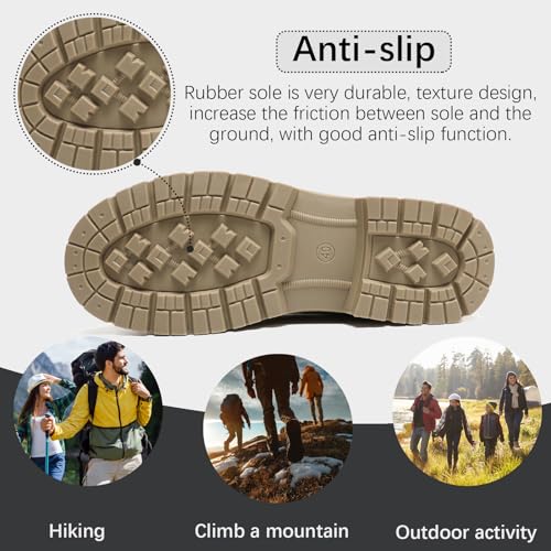 JSWEI Hiking Boots for Men and Women Comfortable Casual Chukka Boots - Outdoor Oxford & Derby Waterproof Lightweight Lace up Resistant Walking Ankle4